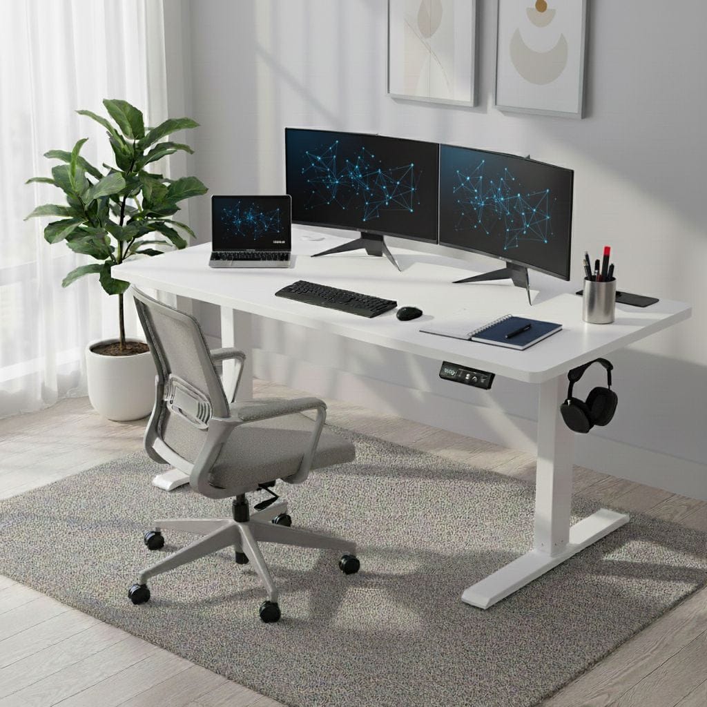 Bureau Assis Debout Électrique Réglable en Hauteur 140-160 cm avec Moteur Silencieux