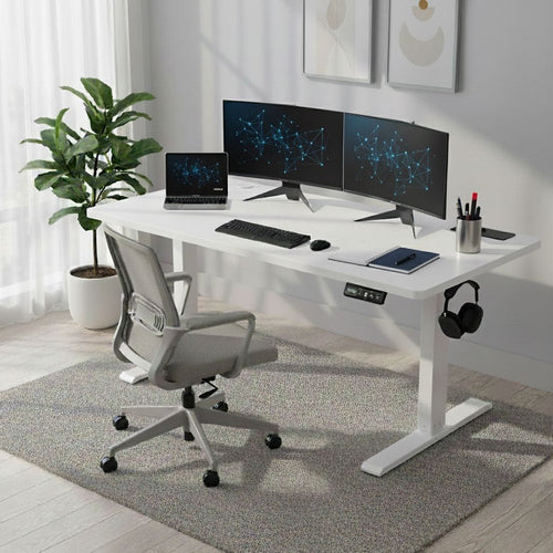 Bureau Assis Debout Électrique Réglable en Hauteur 140-160 cm avec Moteur Silencieux