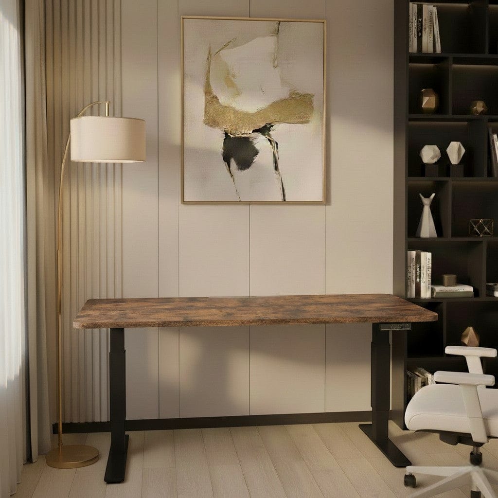 Bureau Assis Debout Électrique Réglable en Hauteur avec Port USB, Fonction Mémoire et Porte Casque Latéral