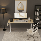 Bureau Assis Debout Électrique Réglable en Hauteur avec Port USB, Fonction Mémoire et Porte Casque Latéral