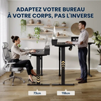 Démonstration des positions assise et debout réglables du bureau d'angle motorisé Kova Pro.