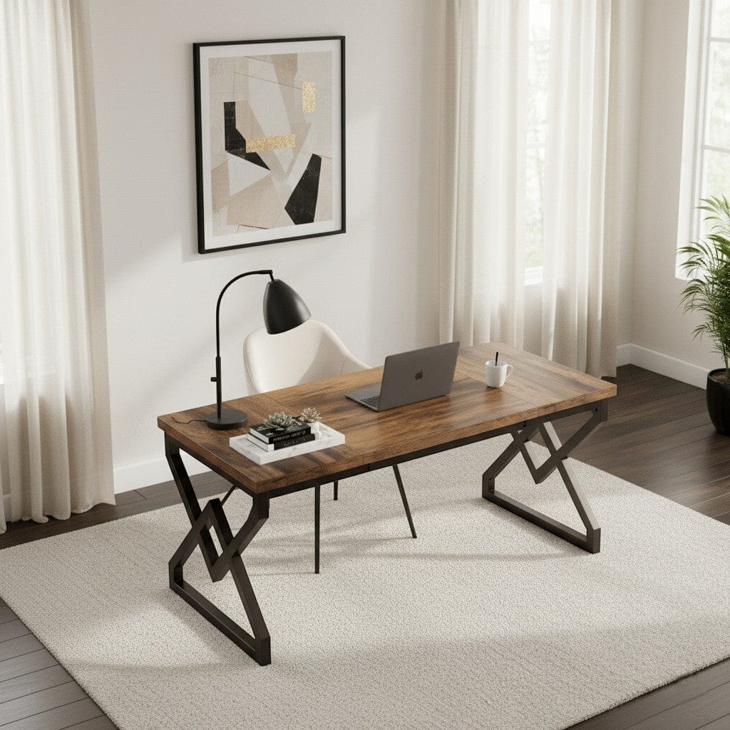 Bureau Bois Exécutif Style Industriel - 160cm