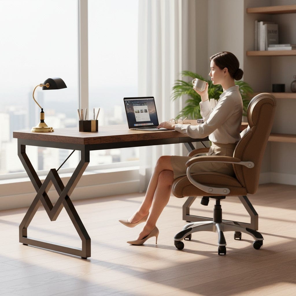 Bureau Bois Exécutif Style Industriel - 160cm