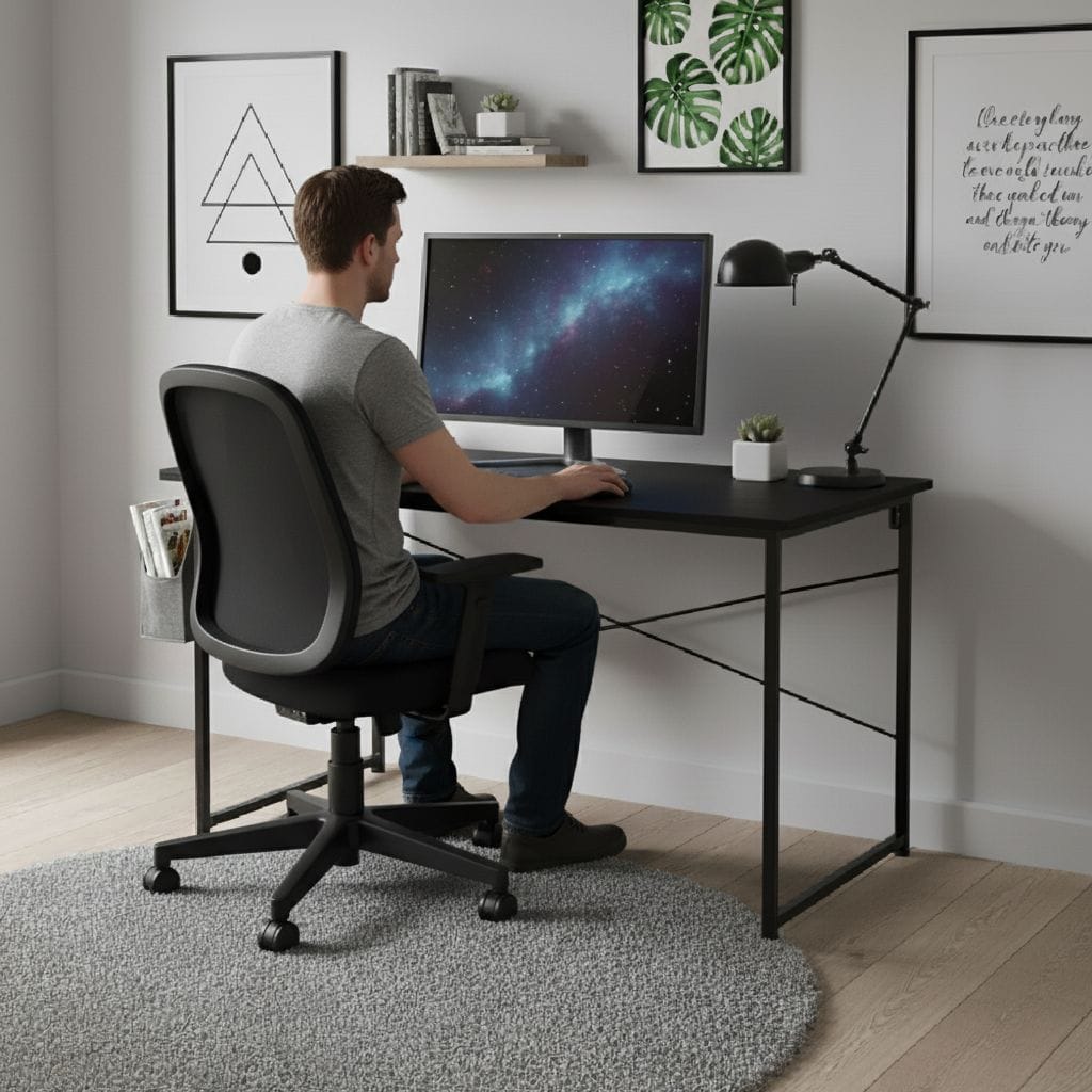 Bureau Bois MDF Compact avec Rangement - 100cm/120cm