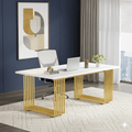 Bureau Bois Moderne 180cm avec Piètement Doré - Station de Travail Exécutive