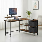 Bureau d'Angle avec Rangements et Support Écran Ergonomique - Configuration en L Réversible