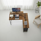 Bureau d'Angle avec Rangements et Support Écran Ergonomique - Configuration en L Réversible