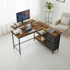 Bureau d'Angle avec Rangements et Support Écran Ergonomique - Configuration en L Réversible