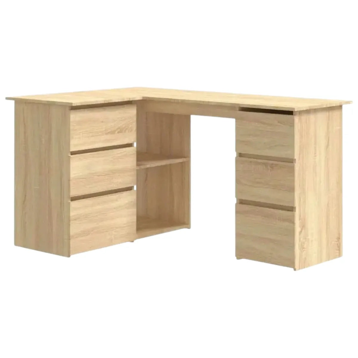 Bureau d'angle avec rangements Nook en bois Sonoma sur fond blanc