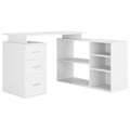 Bureau d'Angle Blanc avec Rangements - Configuration en L pour Télétravail et Home Office