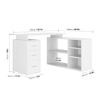 Bureau d'Angle Blanc avec Rangements - Configuration en L pour Télétravail et Home Office