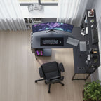 Bureau d'Angle en L 148 cm avec Éclairage LED RGB et Rangements Intégrés