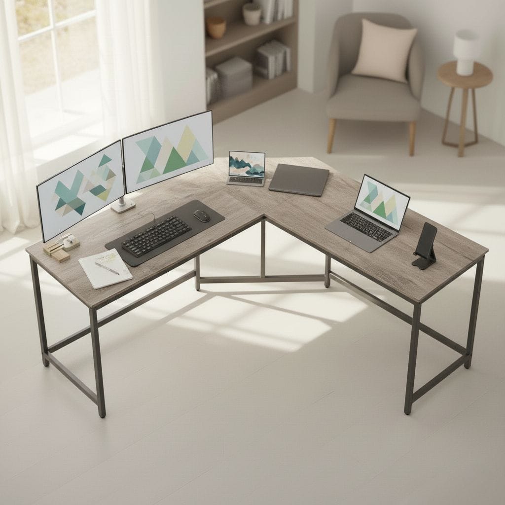 Bureau d'Angle en L 149x149 cm - Station de Travail Gain d'Espace pour Home Office
