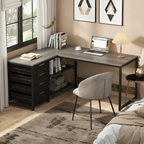 Bureau d'Angle en L 150 cm avec Rangements et Tiroirs Intégrés