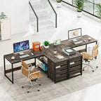 Bureau d'Angle en L 150 cm avec Rangements et Tiroirs Intégrés