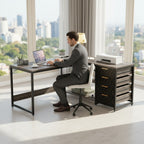 Bureau d'Angle en L 150 cm avec Rangements et Tiroirs Intégrés