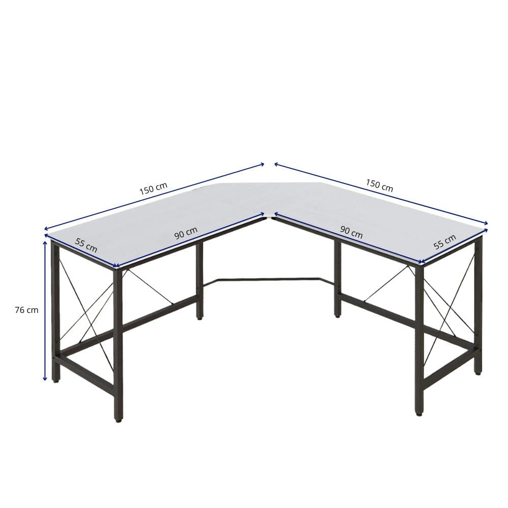 Bureau d'Angle en L 150x150 cm - Structure Métallique Renforcée