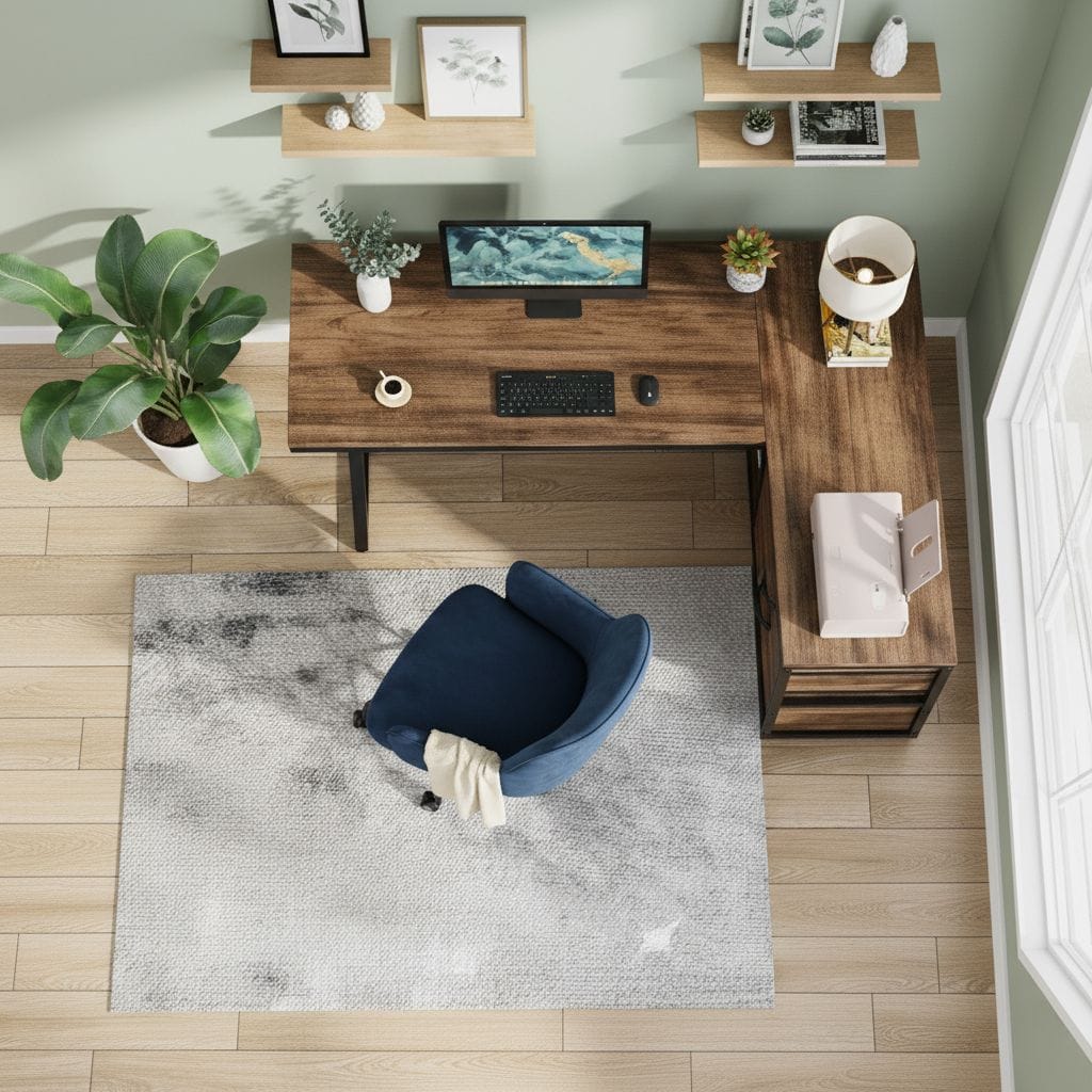 Bureau d'Angle en L avec 3 Tiroirs et Étagères - Station de Travail Industrielle 135 cm