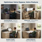 Les quatre configurations d'utilisation du bureau d'angle Nook pour le gaming, le studio créatif et le télétravail