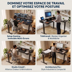 Les 4 configurations d'usage du bureau d'angle Kova Pro : gaming, télétravail, studio créatif et architecture.