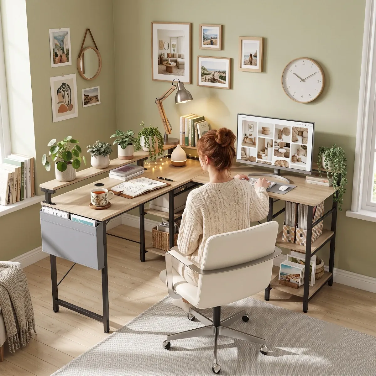Setup de télétravail et aménagement cosy avec le bureau d'angle Kave.
