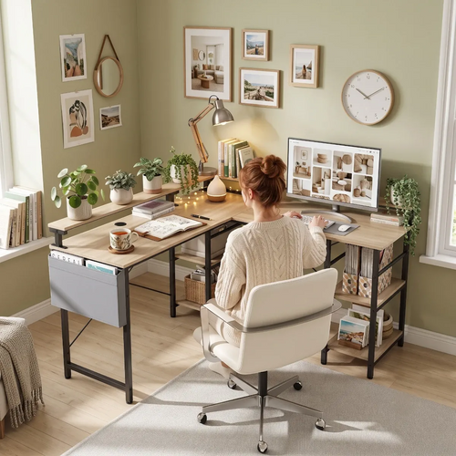 Setup de télétravail et aménagement cosy avec le bureau d'angle Kave.