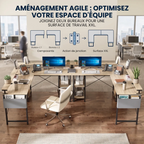 Jonction de deux bureaux d'angle Kave pour créer une surface de travail XXL.
