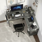 Bureau d'Angle Modulable avec LED RGB et Multiprise Intégrée - Configuration Gaming et Télétravail