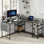 Bureau d'Angle Modulable avec LED RGB et Multiprise Intégrée - Configuration Gaming et Télétravail