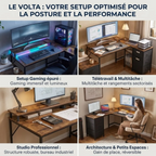 Les quatre configurations d'utilisation du bureau d'angle Volta pour le gaming et le travail