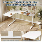 Schéma technique détaillé indiquant les dimensions de 160x120 cm et l'épaisseur de plateau du bureau d'angle assis-debout blanc Vertex Pro.