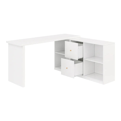 Bureau d'angle Vertigo blanc de style studio photo sur fond blanc épuré