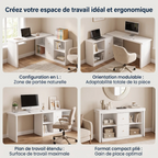 Les quatre configurations d'aménagement et de modularité du bureau d'angle Vertigo en situation