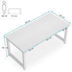 Bureau en Bois Blanc 160 cm - Station de Travail Professionnelle avec Structure Métallique Renforcée