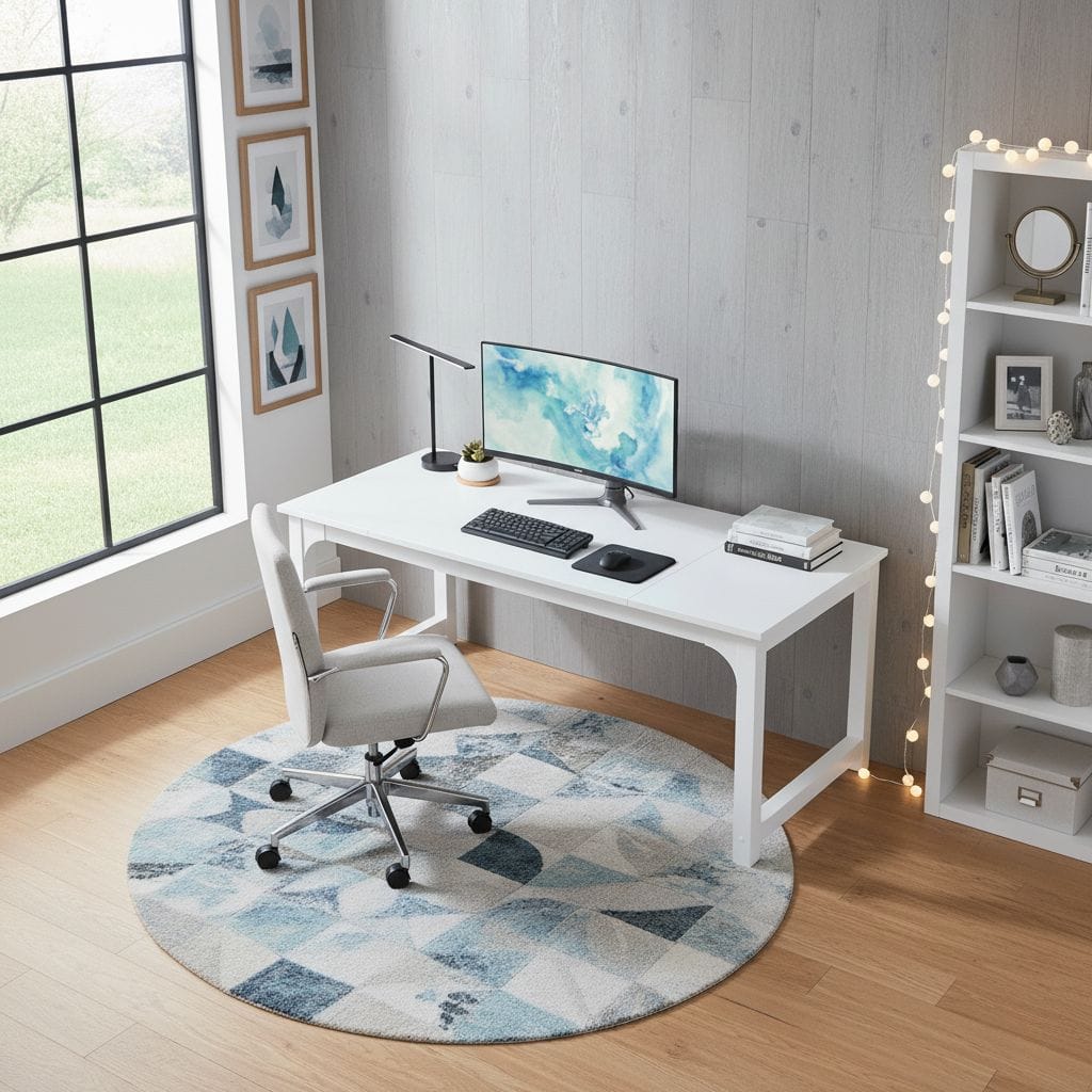 Bureau en Bois Blanc 160 cm - Station de Travail Professionnelle avec Structure Métallique Renforcée