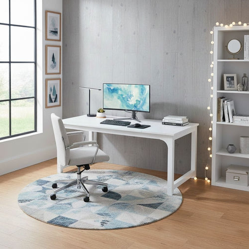 Bureau en Bois Blanc 160 cm - Station de Travail Professionnelle avec Structure Métallique Renforcée