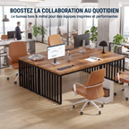 Configuration en open space professionnel du bureau en bois LignaTandem