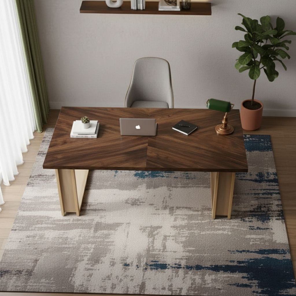 Bureau en Bois Massif 160 cm - Station de Travail Moderne avec Structure en Luge