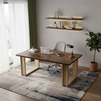Bureau en Bois Massif 160 cm - Station de Travail Moderne avec Structure en Luge