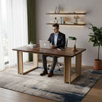 Bureau en Bois Massif 160 cm - Station de Travail Moderne avec Structure en Luge