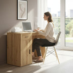 Bureau en Bois Moderne avec Rangements 100x49x75 cm - Station de Travail Chêne Artisan