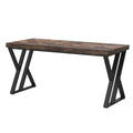Bureau en bois Z-Desk avec plateau effet chêne foncé et piètement en acier noir sur fond blanc
