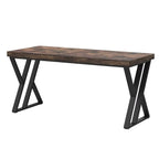 Bureau en bois Z-Desk avec plateau effet chêne foncé et piètement en acier noir sur fond blanc