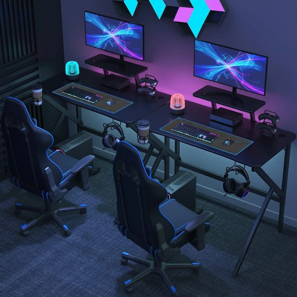 Bureau Gaming Ergonomique avec Support Moniteur Amovible - 100cm