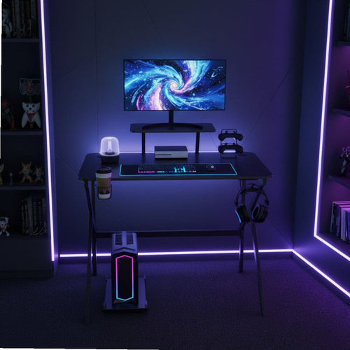 Bureau Gaming Ergonomique avec Support Moniteur Amovible - 100cm