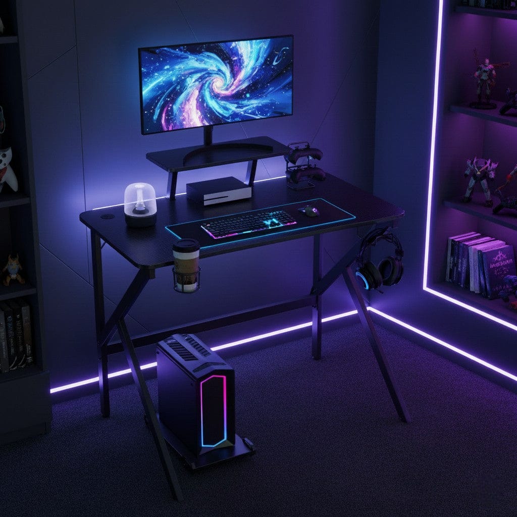 Bureau Gaming Ergonomique avec Support Moniteur Amovible - 100cm