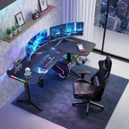 Bureau Gaming LED en L - Configuration Ergonomique avec Éclairage RGB 162cm