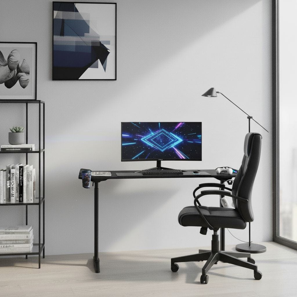 Bureau Gaming LED Réglable en Hauteur - Station de Travail Ergonomique RGB