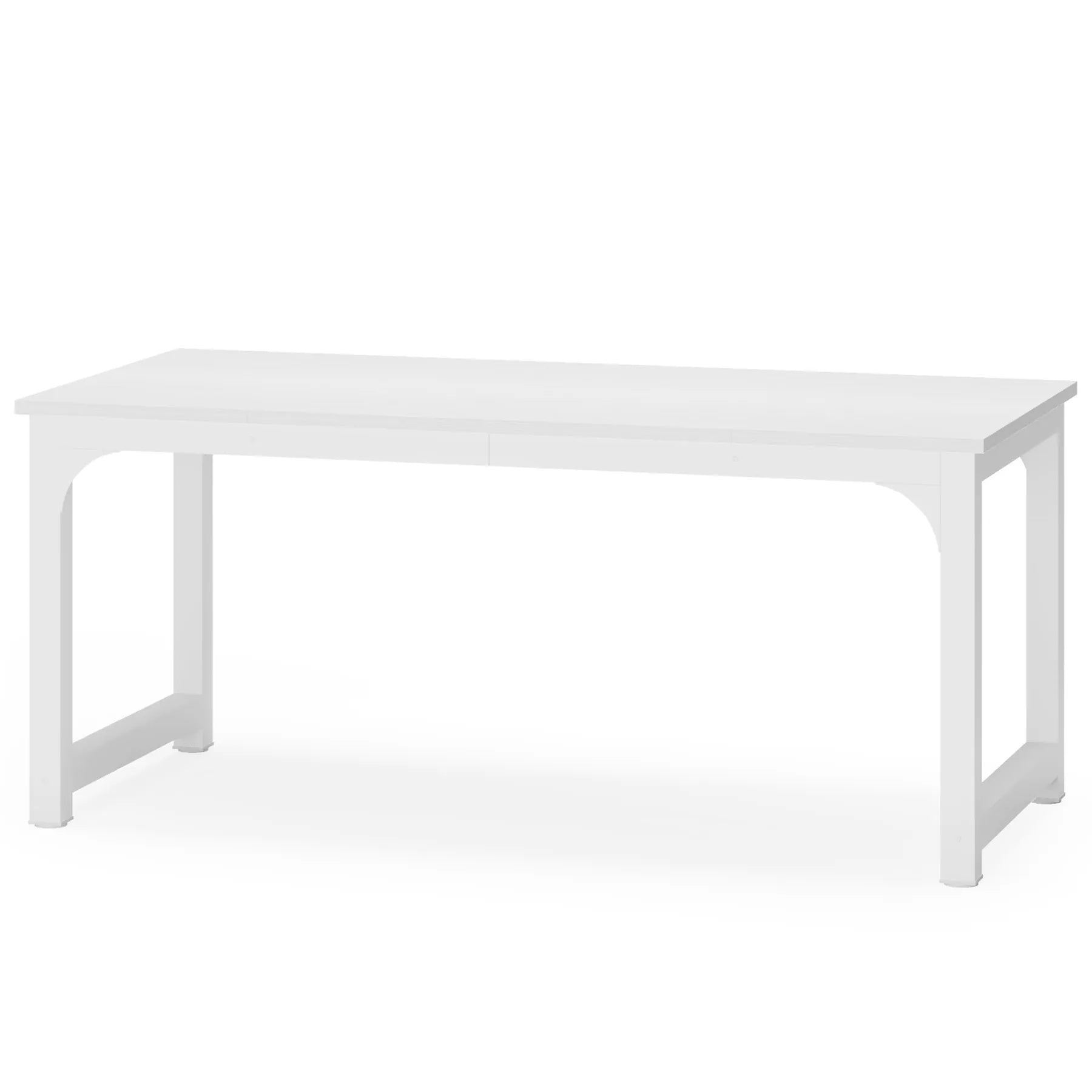 Bureau blanc minimaliste Pro Design de 160 cm de long avec structure robuste et stable pour un espace de travail professionnel.