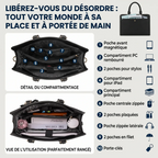 Vue détaillée des poches du cabas ordinateur femme Kalea
